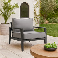 Lynn Outdoor Club Chair with Angled Legs, Black Metal, Dark Gray - BM339106