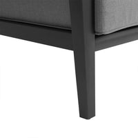 Lynn Outdoor Club Chair with Angled Legs, Black Metal, Dark Gray - BM339106