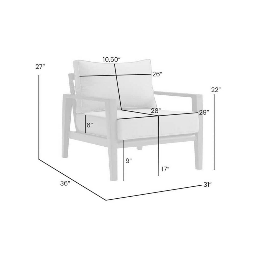 Lynn Outdoor Club Chair with Angled Legs, Black Metal, Dark Gray - BM339106