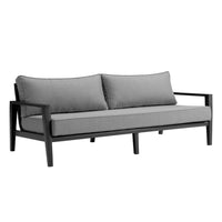 Lynn Rectangular Slatted Outdoor Coffee Table, 48 Inch, Black Metal - BM339108