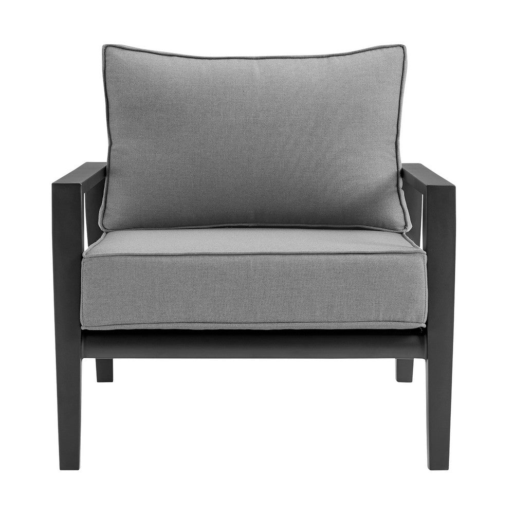 Lynn Rectangular Slatted Outdoor Coffee Table, 48 Inch, Black Metal - BM339108