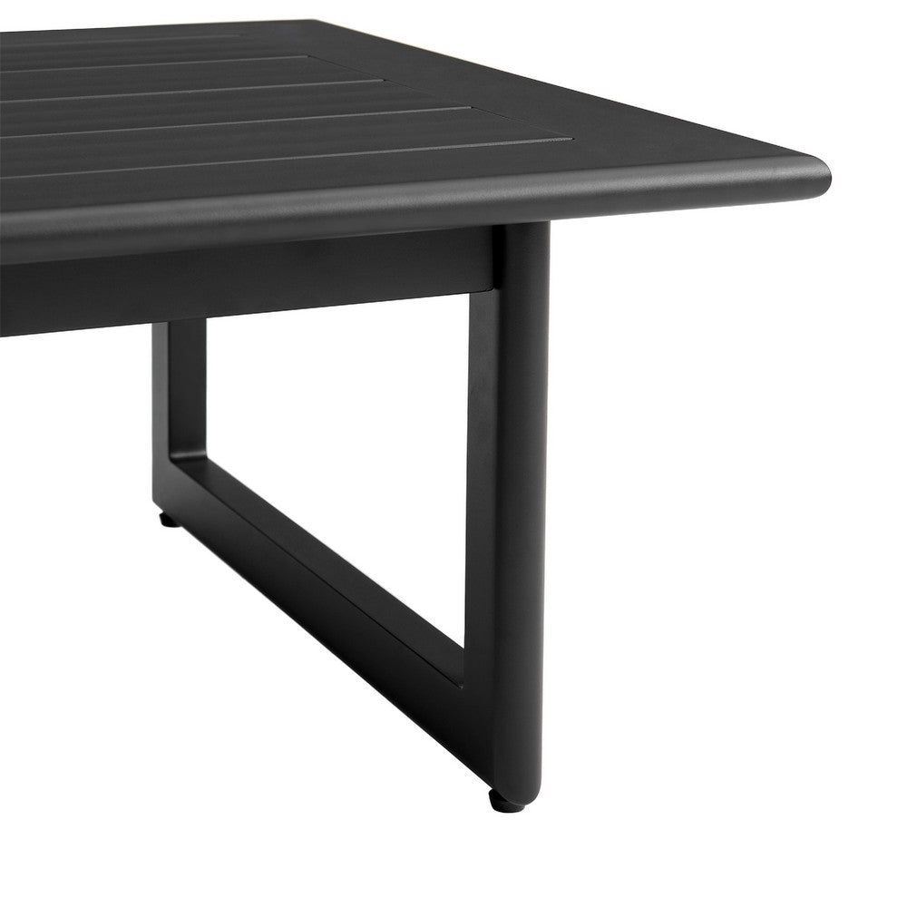 Lynn Rectangular Slatted Outdoor Coffee Table, 48 Inch, Black Metal - BM339108