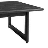 Lynn Rectangular Slatted Outdoor Coffee Table, 48 Inch, Black Metal - BM339108