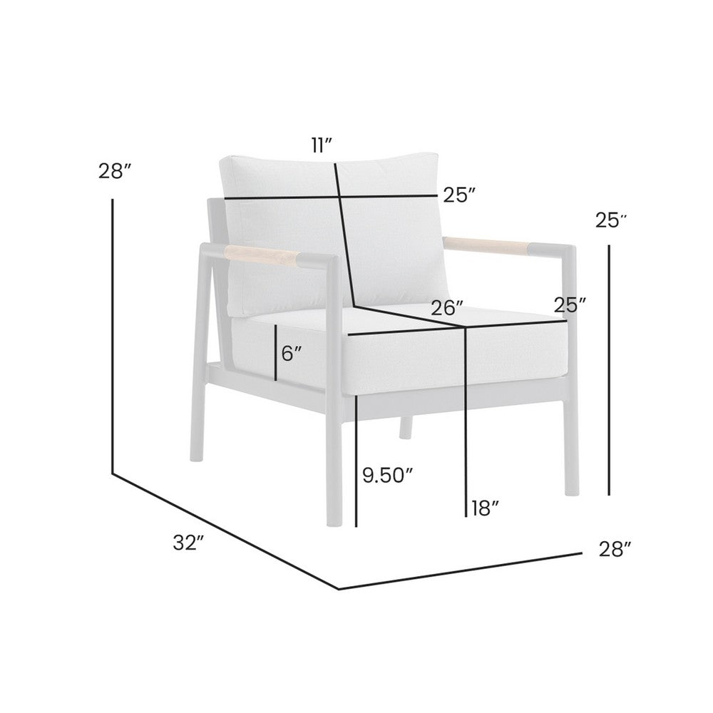 Razi Outdoor Club Chair with Teak Armrests, Black Metal, Dark Gray - BM339109