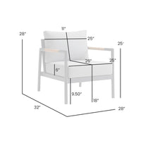 Razi Outdoor Club Chair with Teak Armrests, Black Metal, Dark Gray - BM339109