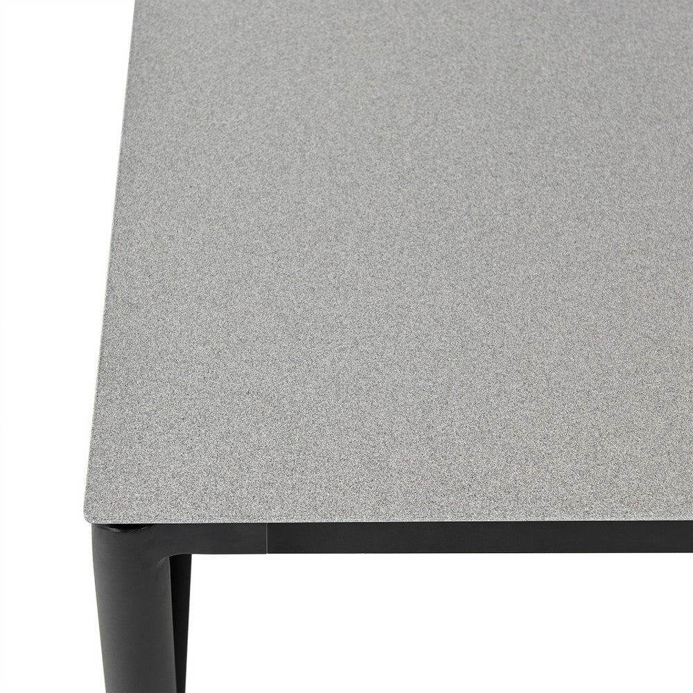 Razi Outdoor Coffee Table, Teak and Stone Glass, Gray Metal 43 Inch - BM339111