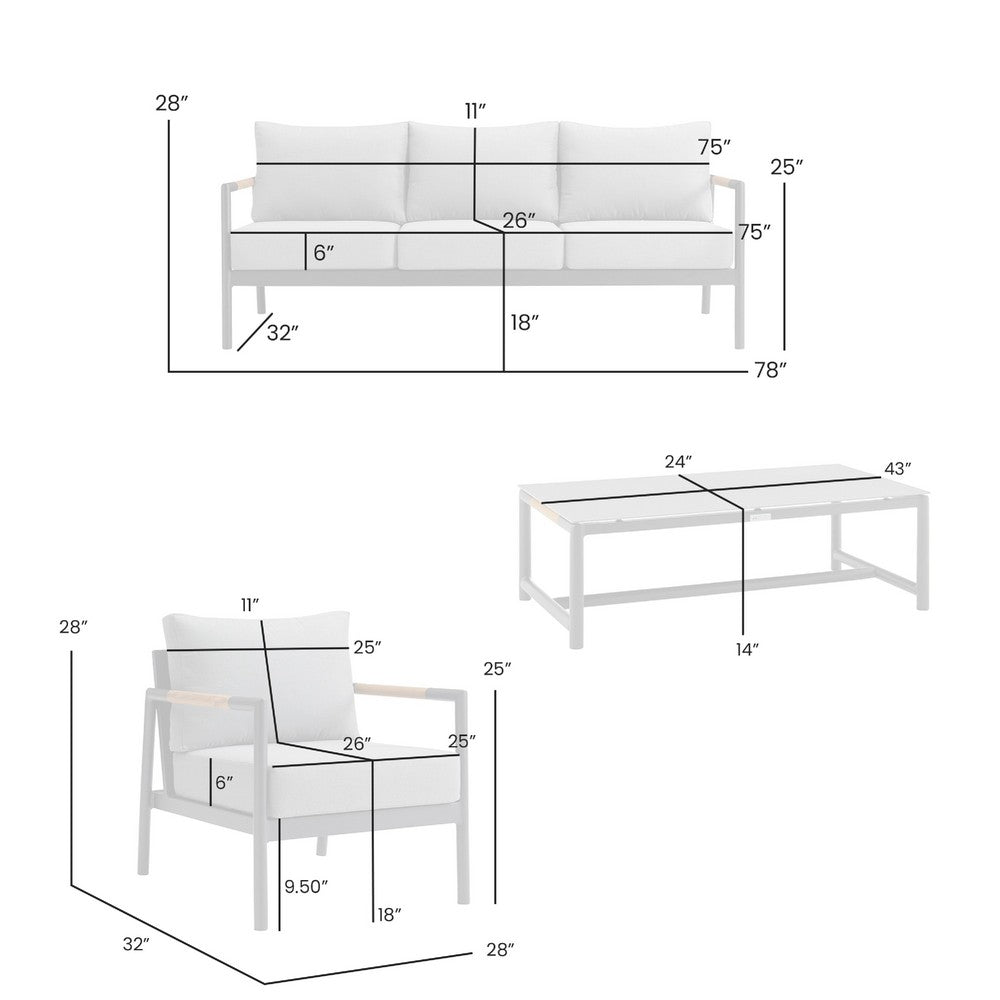 Razi Outdoor Coffee Table, Teak and Stone Glass, Gray Metal 43 Inch - BM339111