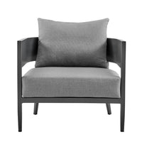 Enya Outdoor Club Chair with Curved Aluminum Frame, Dark Gray Polyester - BM339112