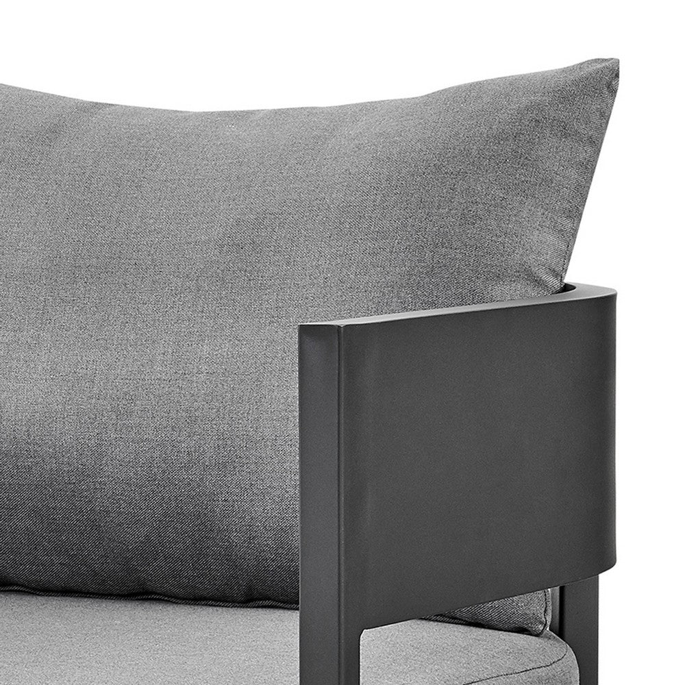 Enya Outdoor Club Chair with Curved Aluminum Frame, Dark Gray Polyester - BM339112