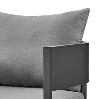 Enya Outdoor Club Chair with Curved Aluminum Frame, Dark Gray Polyester - BM339112