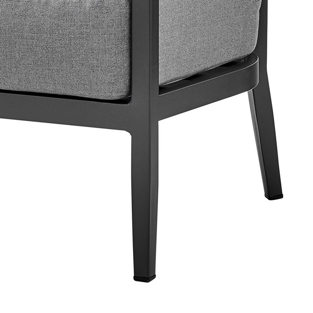 Enya Outdoor Club Chair with Curved Aluminum Frame, Dark Gray Polyester - BM339112