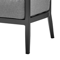 Enya Outdoor Club Chair with Curved Aluminum Frame, Dark Gray Polyester - BM339112