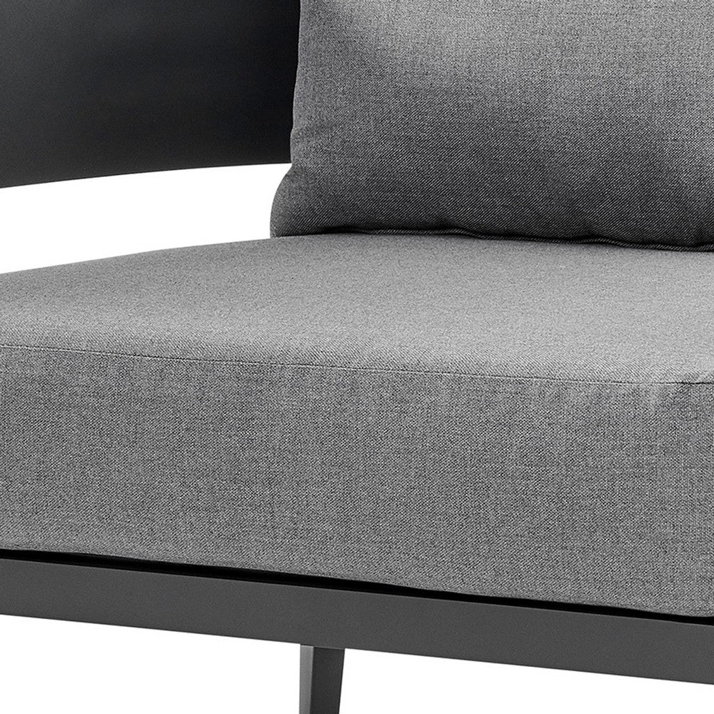 Enya Outdoor Club Chair with Curved Aluminum Frame, Dark Gray Polyester - BM339112