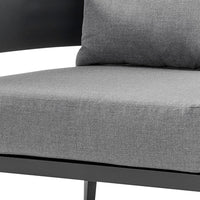 Enya Outdoor Club Chair with Curved Aluminum Frame, Dark Gray Polyester - BM339112