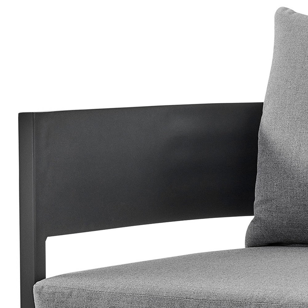 Enya Outdoor Club Chair with Curved Aluminum Frame, Dark Gray Polyester - BM339112