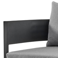 Enya Outdoor Club Chair with Curved Aluminum Frame, Dark Gray Polyester - BM339112