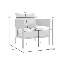 Enya Outdoor Club Chair with Curved Aluminum Frame, Dark Gray Polyester - BM339112
