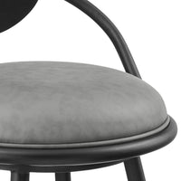 Carny Swivel Counter Stool Chair, Black Iron, Vintage Gray Faux Leather - BM339115
