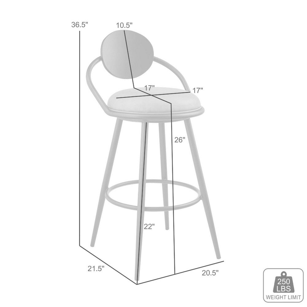 Carny Swivel Counter Stool Chair, Black Iron, Vintage Gray Faux Leather - BM339115