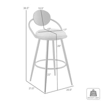 Carny Swivel Counter Stool Chair, Black Iron, Vintage Gray Faux Leather - BM339115