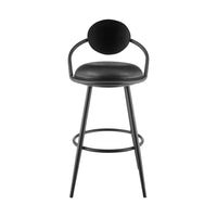 Carny Iron Swivel Counter Stool Chair, Vintage Black Faux Leather - BM339117