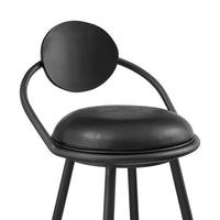 Carny Iron Swivel Counter Stool Chair, Vintage Black Faux Leather - BM339117