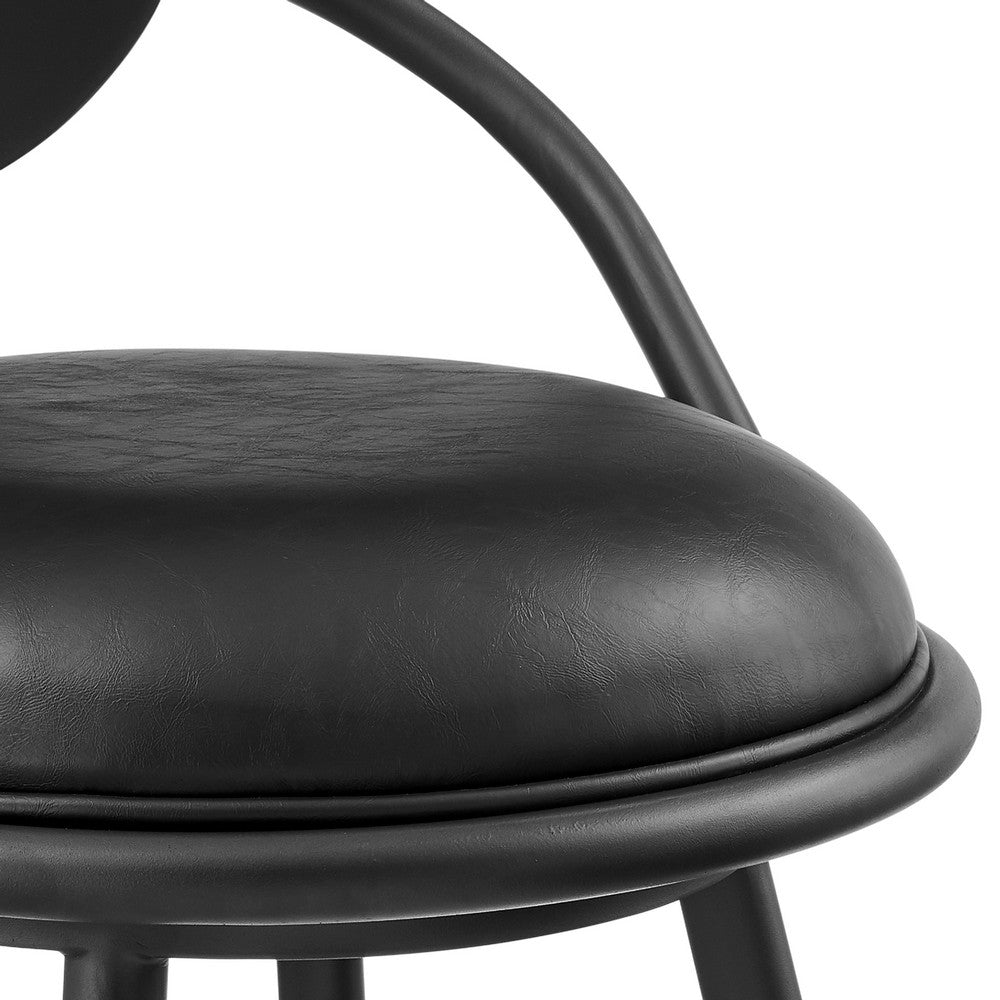 Carny Iron Swivel Counter Stool Chair, Vintage Black Faux Leather - BM339117
