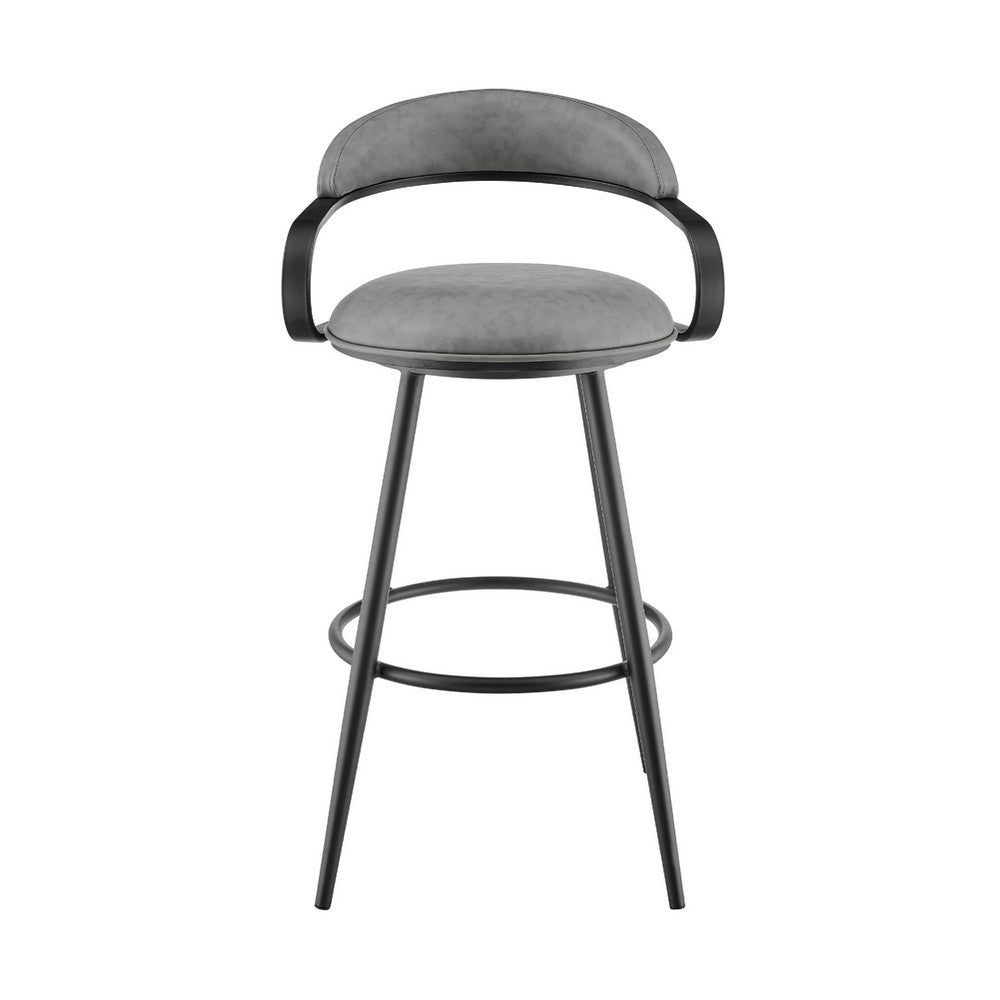 Gargy Swivel Counter Stool Chair with Floating Back, Gray Faux Leather - BM339119