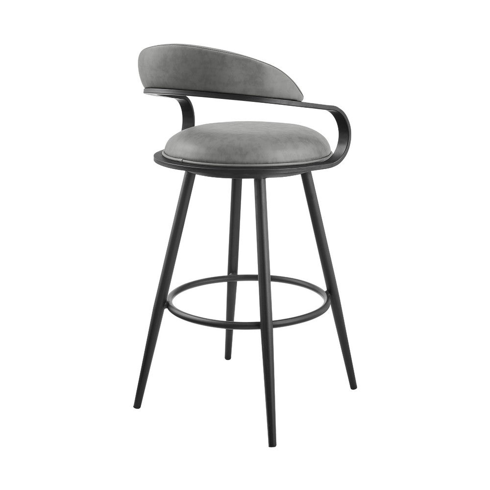 Gargy Swivel Counter Stool Chair with Floating Back, Gray Faux Leather - BM339119