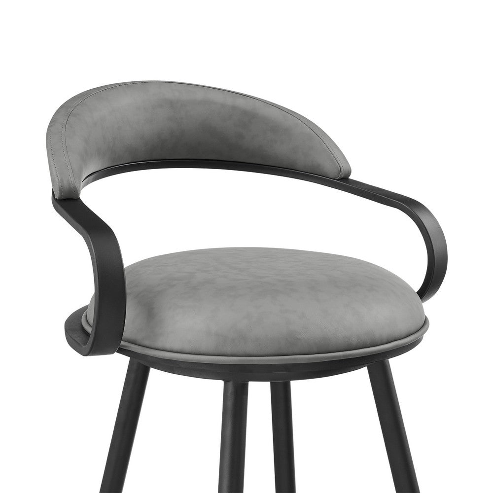 Gargy Swivel Counter Stool Chair with Floating Back, Gray Faux Leather - BM339119