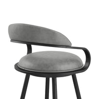 Gargy Swivel Counter Stool Chair with Floating Back, Gray Faux Leather - BM339119