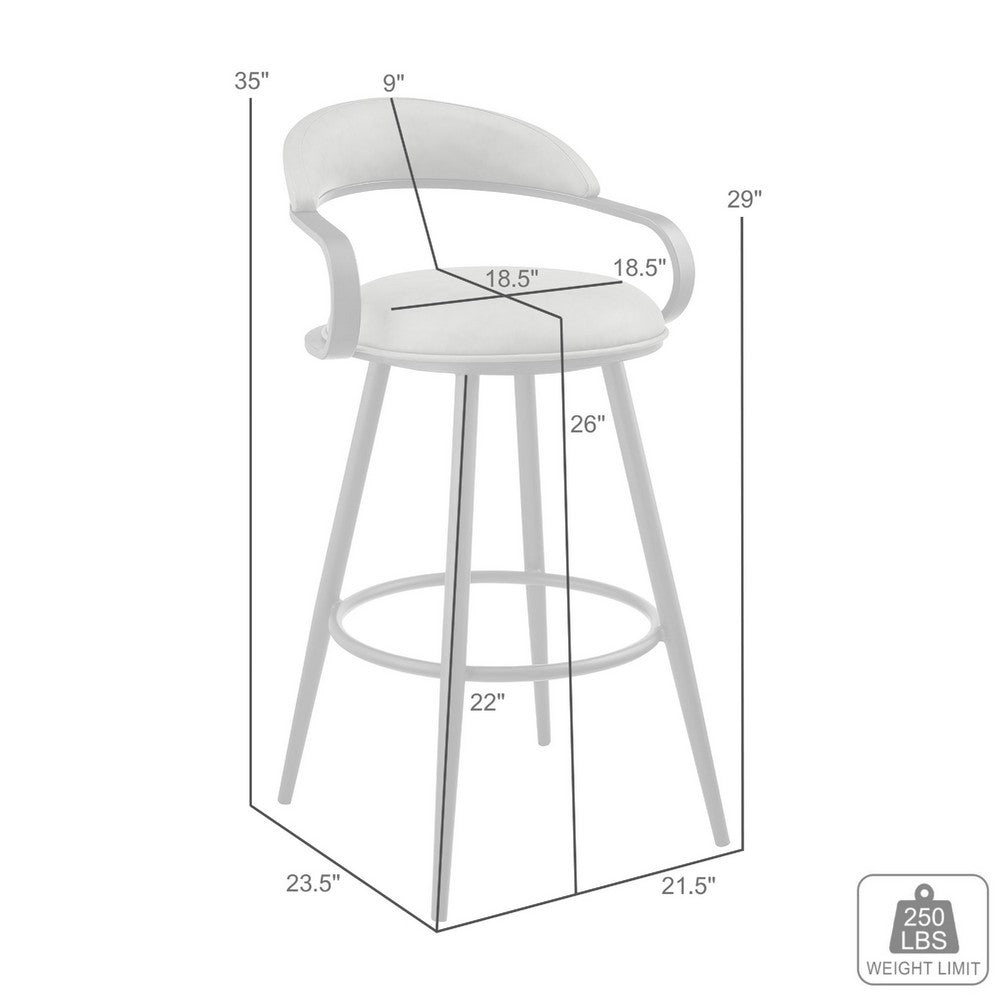 Gargy Swivel Counter Stool Chair with Floating Back, Gray Faux Leather - BM339119