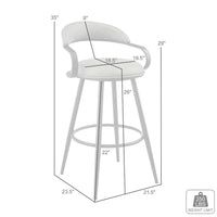Gargy Swivel Counter Stool Chair with Floating Back, Gray Faux Leather - BM339119