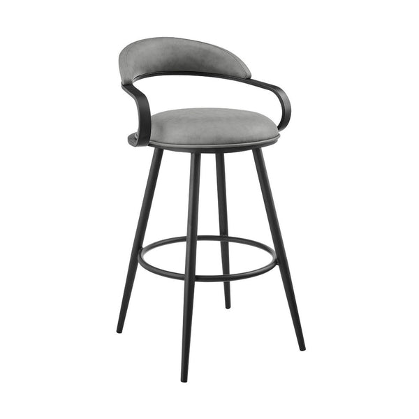 Gargy Swivel Counter Stool Chair with Floating Back, Gray Faux Leather - BM339119