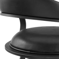 Gargy Swivel Barstool Chair, Floating Back, Iron, Black Faux Leather - BM339122