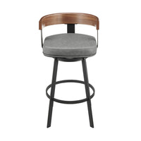 Idri Swivel Counter Stool Chair, Walnut Brown, Gray Faux Leather - BM339126