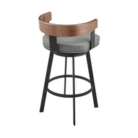 Idri Swivel Counter Stool Chair, Walnut Brown, Gray Faux Leather - BM339126