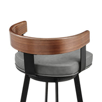 Idri Swivel Counter Stool Chair, Walnut Brown, Gray Faux Leather - BM339126
