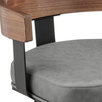Idri Swivel Counter Stool Chair, Walnut Brown, Gray Faux Leather - BM339126