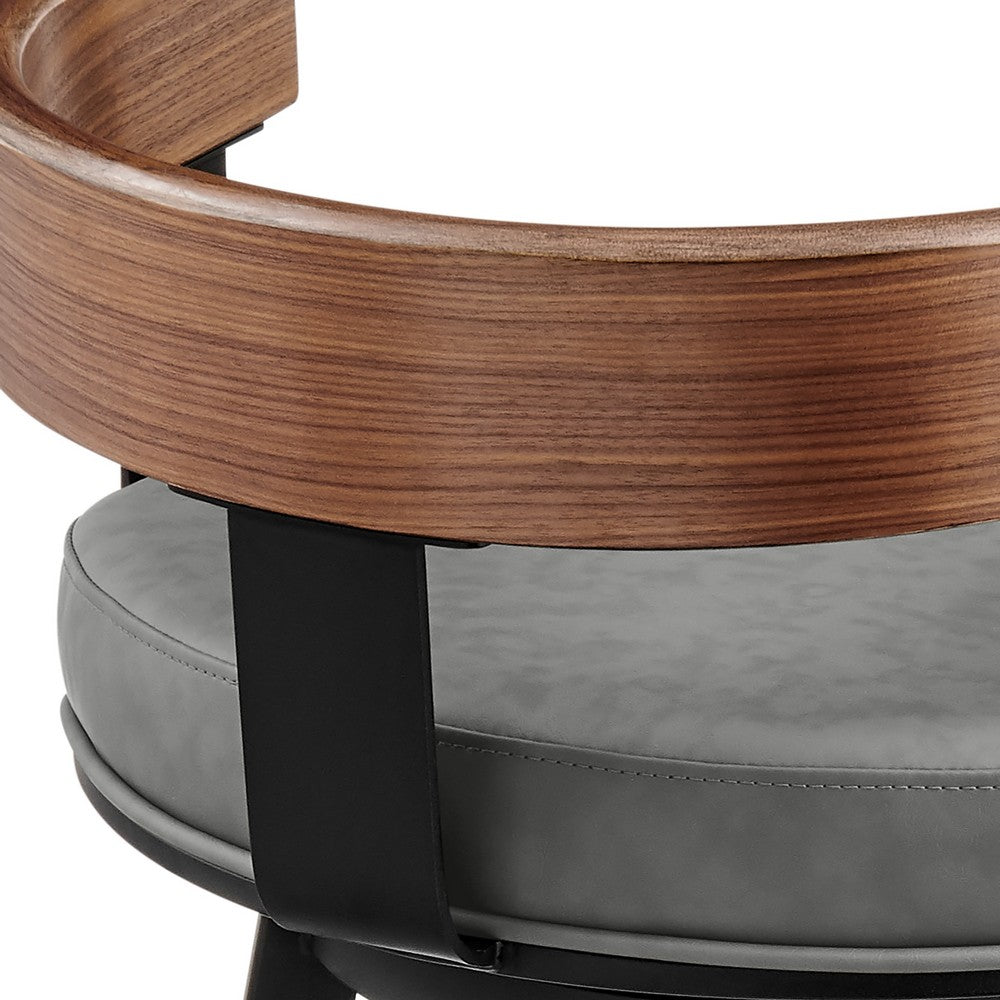 Idri Swivel Counter Stool Chair, Walnut Brown, Gray Faux Leather - BM339126