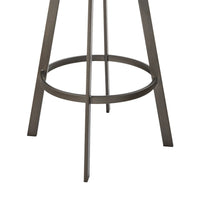Marcy Swivel Counter Stool Chair, Gray Iron, Black Tufted Faux Leather - BM339129