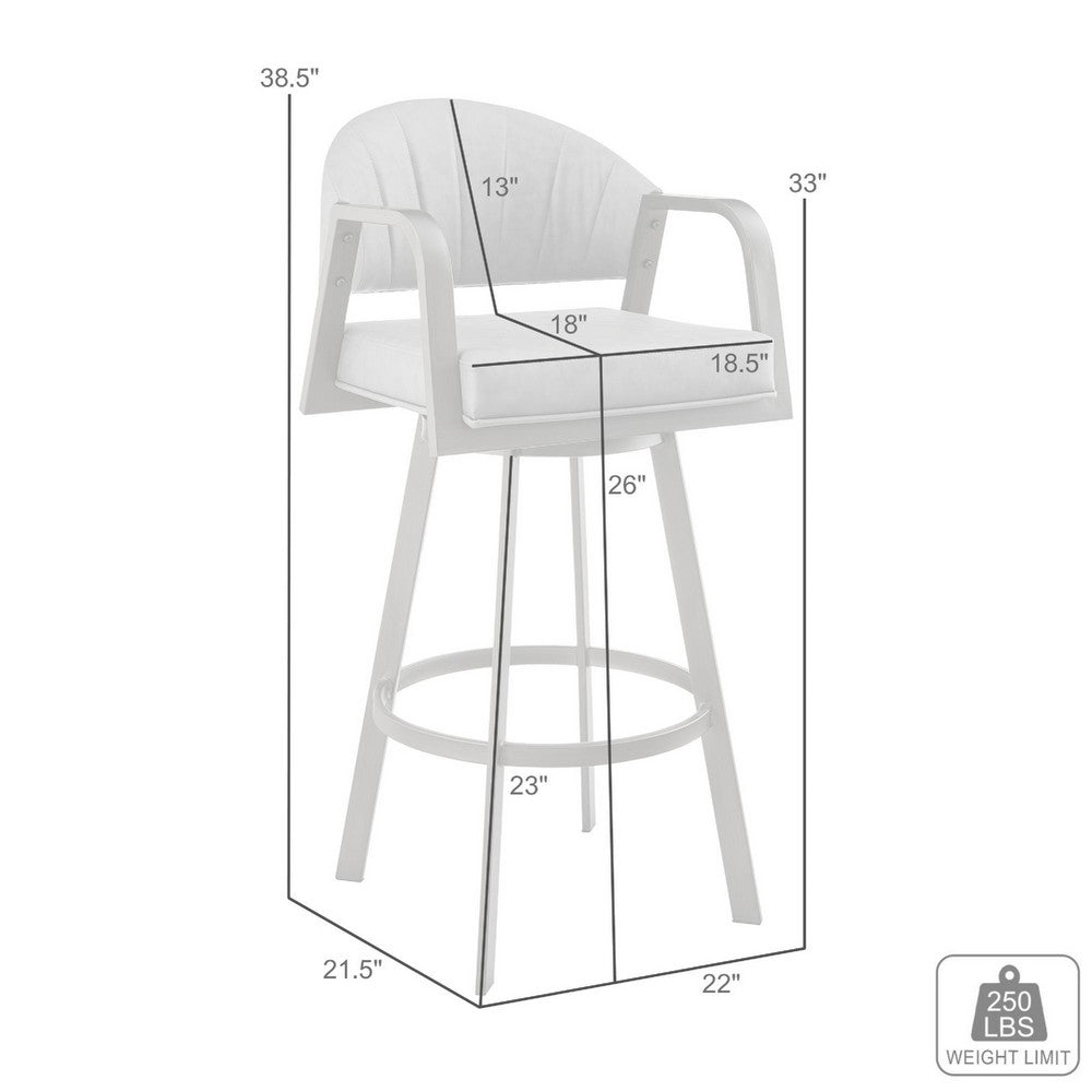 Marcy Swivel Counter Stool Chair, Gray Iron, Black Tufted Faux Leather - BM339129