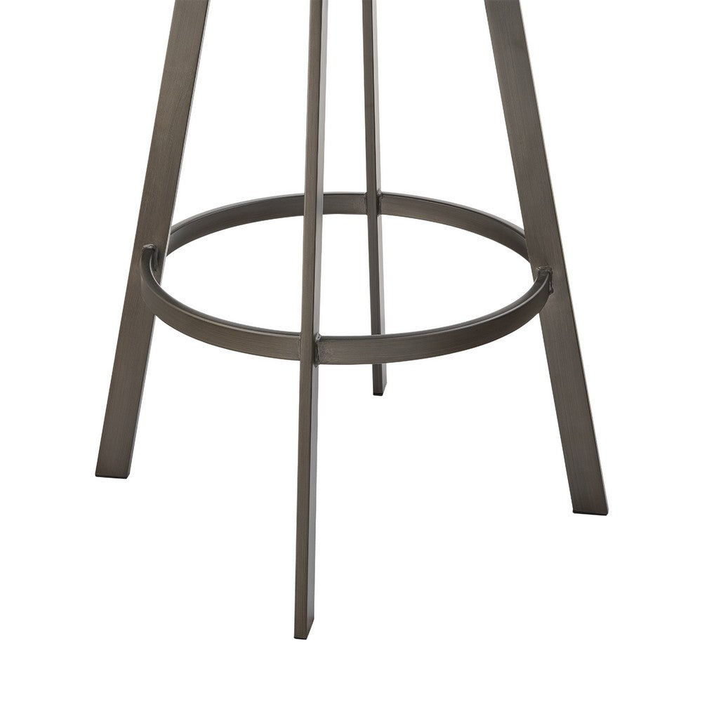 Marcy Swivel Barstool Chair, Iron Frame, Black Channel Tufted Faux Leather - BM339130