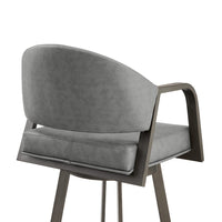 Marcy Swivel Barstool Chair, Gray Channel Tufted Faux Leather - BM339132