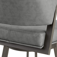 Marcy Swivel Barstool Chair, Gray Channel Tufted Faux Leather - BM339132