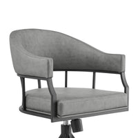 Tibby Swivel Dining Chair, Tilt Rolling, Black Iron, Gray Faux Leather - BM339133