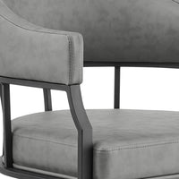 Tibby Swivel Dining Chair, Tilt Rolling, Black Iron, Gray Faux Leather - BM339133