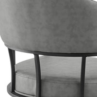 Tibby Swivel Dining Chair, Tilt Rolling, Black Iron, Gray Faux Leather - BM339133