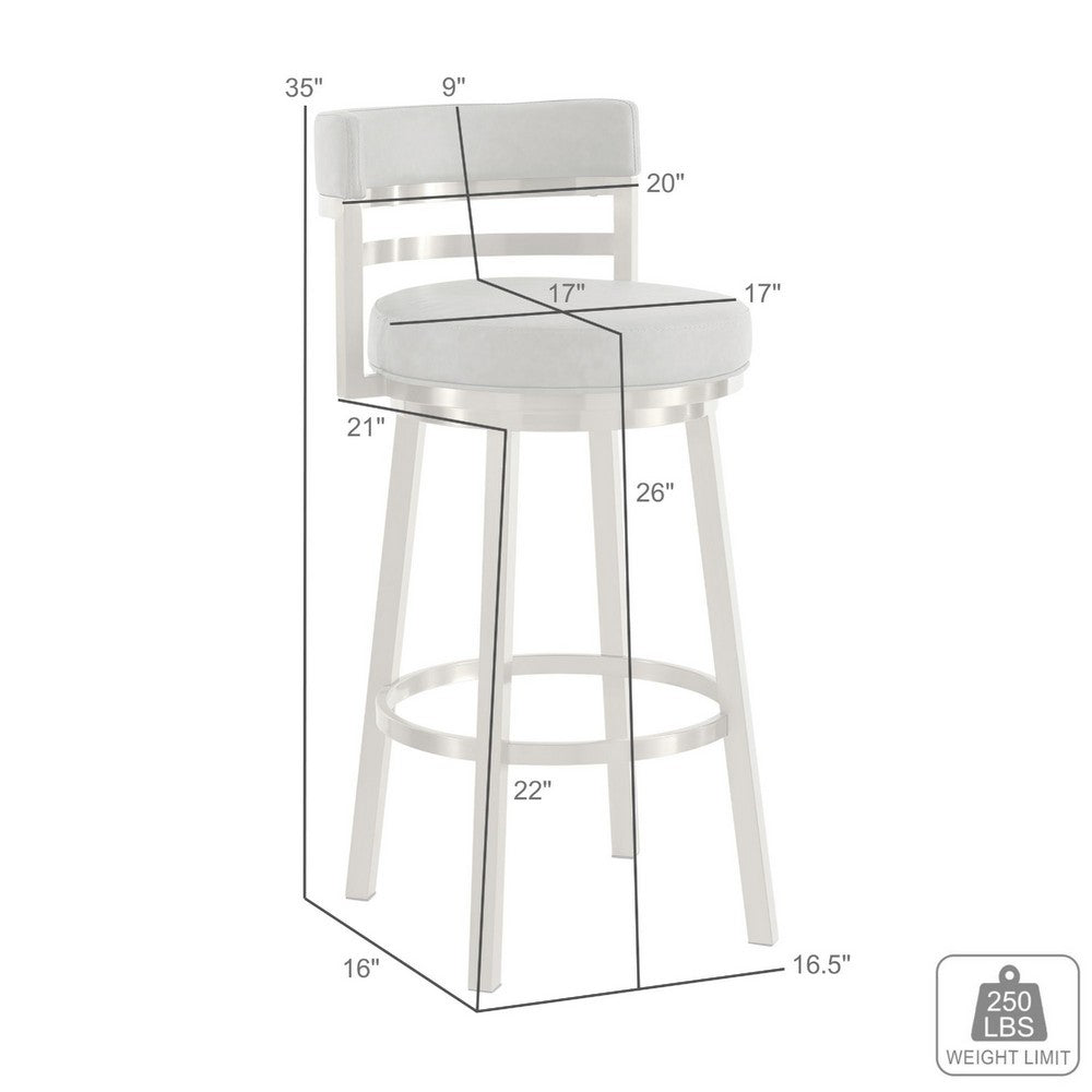 Maxi Swivel Counter Stool Chair, Gold Steel, Coffee Brown Faux Leather - BM339135