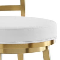 Maxi Swivel Barstool Chair, Gold Stainless Steel, White Faux Leather - BM339138
